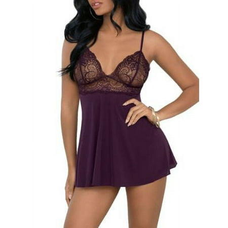 Escante Womens Satin & Lace Babydoll Set Style-39517