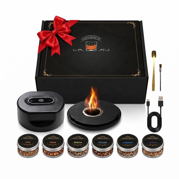 Electric Whiskey Smoker Kit, Cocktail Smoker Kit with 6 Wood Chip Flavors Drink Smoker Kit for Home Bar Accessories Whiskey Gifts for Men Dad Husband