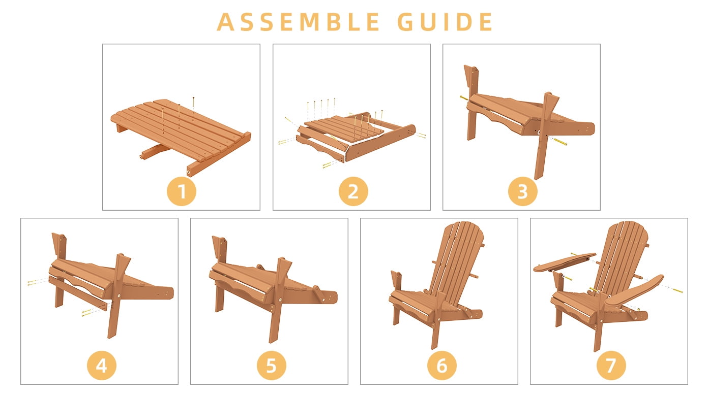 Kevinplus Set of 2 Folding Adirondack Chair for Garden Outdoor, Lawn, Backyard, Natual