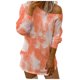 thumbnail image 1 of Mini vestido de manga larga con escote ancho y estampado de letras Tie-dye para mujer, vestido básico adelgazante delgado Fridja  nbo2111, 1 of 5