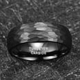 thumbnail image 4 of 8mm Hammered Tungsten Rings for Unisex Wedding Engagement Bands Black Brushed Size 7-12, 4 of 5