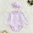 thumbnail image 2 of Toddler Girls One Piece Swimsuits Long Sleeve Romper Hat Bathing Suit Beach Swimwear Size 18-24 Months, 2 of 3
