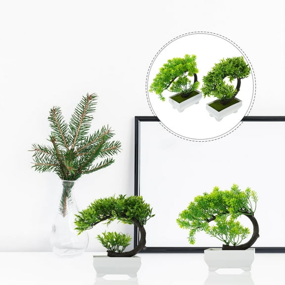 RENACLIPY 2Pcs Lifelike Artificial Bonsai Plant with Pot for Indoor Living Room and Office