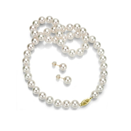 8.5-9mm White Perfect Round Akoya Pearl 16" Necklace with 14kt Yellow Gold Clasp