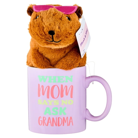 Capybara Plush in Ask Grandma Mug, Purple and Brown, Mother's Day by Way To Celebrate