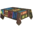thumbnail image 1 of BSDHOME Fully Stocked Bookshelves Cotton Linen Tablecloth 60x120 Inches, Multicolored Books Desk Sofa Table Cloth Cover for Wedding Party Decor, 1 of 5