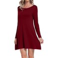 thumbnail image 2 of Aiyino Women's Long Sleeve Pocket Casual Loose T-Shirt Dress, 2 of 6