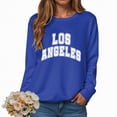 thumbnail image 2 of Towmus Women Long Sleeve Los Angeles Sweatshirts Casual Long Sleeve Raglan Shirts Cool Letter Print Pullover Tops, 2 of 5