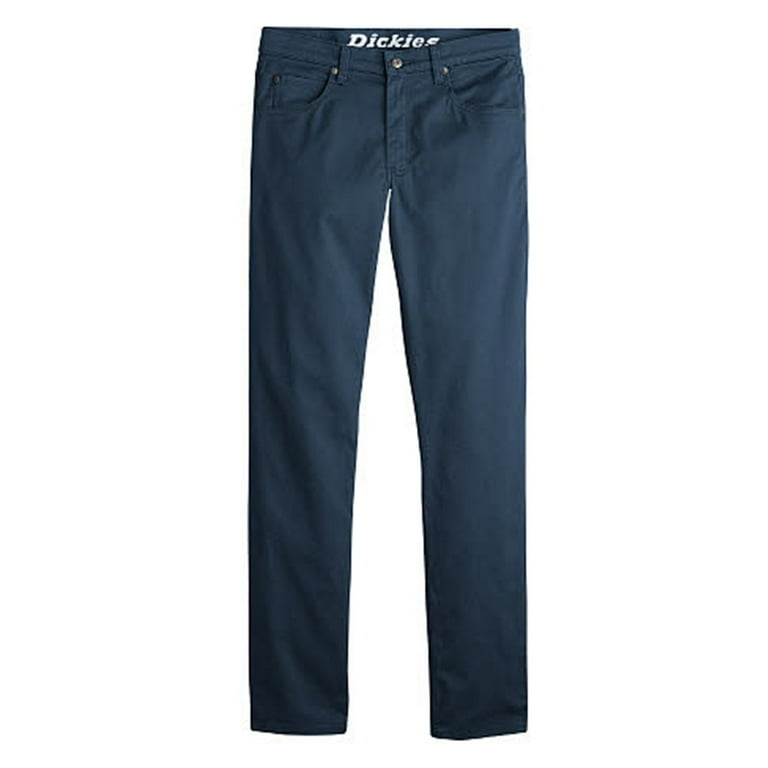 Dickies Men s Regular Fit Straight Leg Five Pocket Pants Rinsed Dark Navy 44 x 32 Walmart