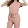 thumbnail image 5 of BiZtdJrK Jogger Scrub Sets for Woman Lightweight Athletic Nursing Uniform V Neck Short Sleeve Tops and Drawstring Pants 2 Piece Outfits with Pockets Birthday Gift Pink M, 5 of 6
