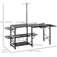 thumbnail image 2 of Portable Folding Camping Kitchen Station, Aluminum & Steel BBQ Prep Table with 3 Side Tables, 2 Shelves, Sink & Lamp Stand, Black, for RV, Picnic, Outdoor Cooking, with Bag, 2 of 7