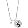 thumbnail image 1 of Delight Jewelry Goldtone Mini September - Blue Crystal Heart Silvertone Script Initial Disc - Y - Charm Necklace, 20"+3", 1 of 4