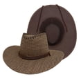 thumbnail image 2 of 2 Pack Cowboy Hats for Men Wide-Brim Sun Protection Straw Fedora Cap Mens Casual Solid Color Breathable Summer Beach Visor Bucket-Hat, 2 of 7