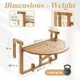 thumbnail image 2 of Half-Round Hanging Bistro Table with Durable Wood Design for Small Balcony Spaces, 2 of 6