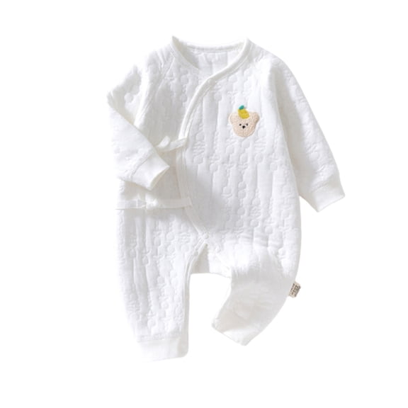 Nilvkv Newborn Onesies, Newborn Sleepers, Toddler Bear Face Print Long Sleeve Cotton Romper Soft Fall Winter White 0-4 Months