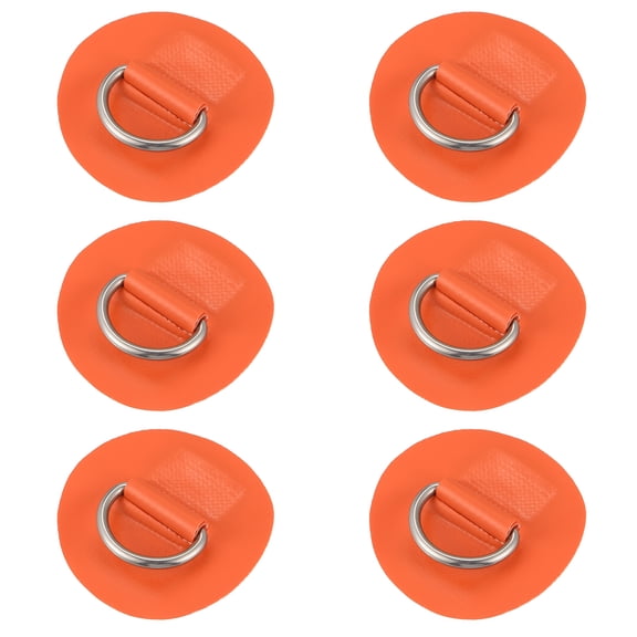Unique Bargains 6pcs 2.4in D Ring Patch Round Pad for Inflatable Boat Orange