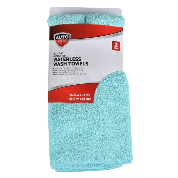 Auto Drive Car Wash Waterless Wash Towels 2 Count, Blue