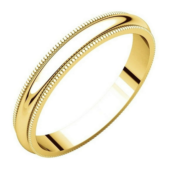14K Gold 3mm Milgrain Comfort Fit Wedding Band