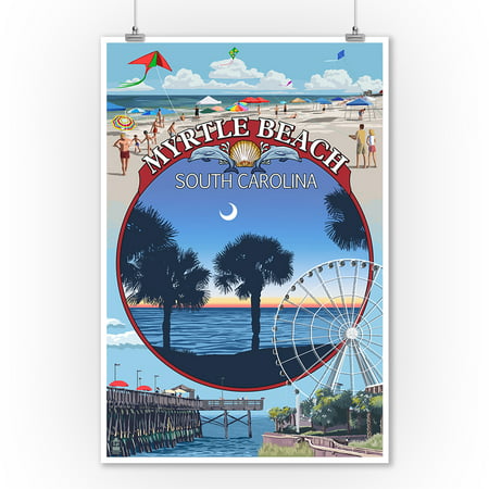 Myrtle Beach, South Carolina - Montage - Lantern Press Artwork (9x12 Art Print, Wall Decor Travel