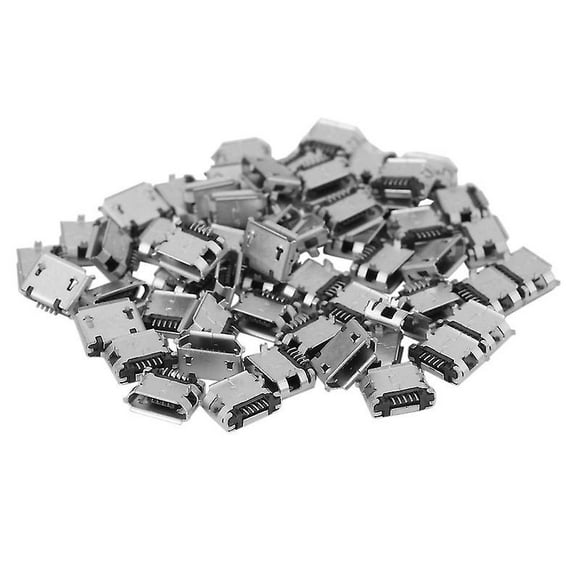 60Pcs Micro USB Type B Female 5 Pin SMT Placement SMD DIP Socket Connector
