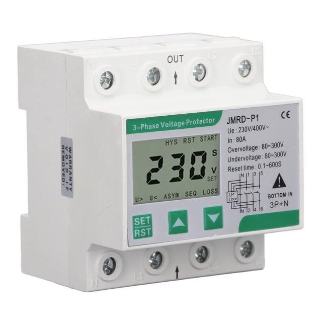 Protector de voltaje trifásico de 4 cables, autorecuperación, dispositivo de protección contra sobretensión, montaje en carril DIN AC230 400V 80A