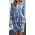 thumbnail image 3 of Vestido corto informal con tinte de corbata para mujer, cuello redondo, sin mangas, camiseta suelta de verano, minivestido Fokelyi CDWJ576-15, 3 of 5
