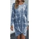 thumbnail image 3 of Vestido corto informal con tinte de corbata para mujer, cuello redondo, sin mangas, camiseta suelta de verano, minivestido Fokelyi CDWJ576-20, 3 of 5