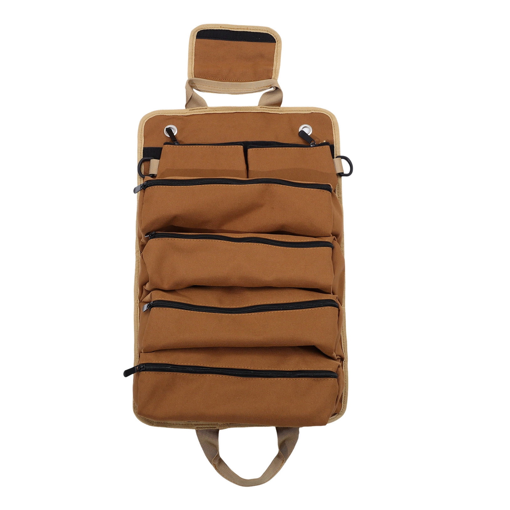 IBASETOY Khaki Tool Roll Organizer Portable Tool Bag for Gardening Electrical and Woodworking Professionals