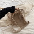 thumbnail image 2 of Bolso Mano Tejido para Mujer Hombro Con Flores A La Playa Verano (caqui), 2 of 6