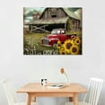 thumbnail image 3 of Nawypu Farmhouse Wall Decor Rustic Old Truck Barn Canvas Wall Art Vintage Red Truck Windmill Pictures Canvas Print Country Painting Modern Home Framed Artwork For Bathroom Office Living Room, 3 of 5