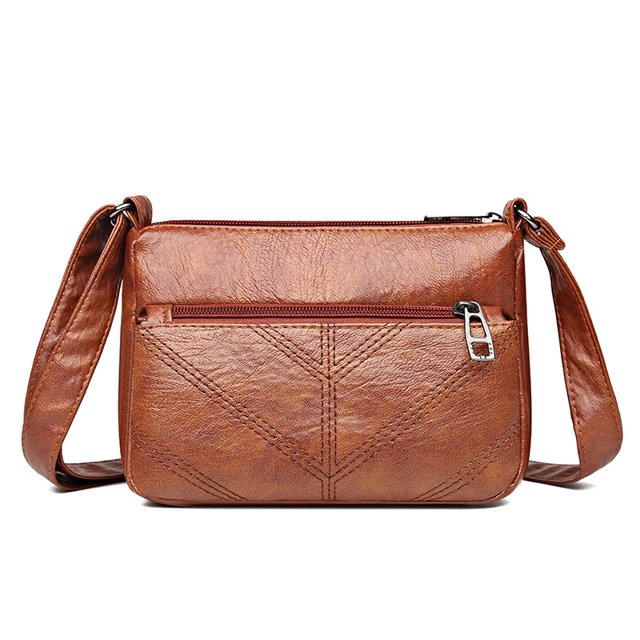 Bandolera vintage de piel suave para mujer, color marrón
