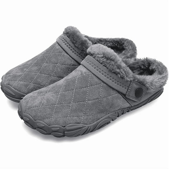 L-RUN Womens Mens Furry Slides House Slippers Fuzzy Fluffy Memory Foam Bedroom Slippers Clogs