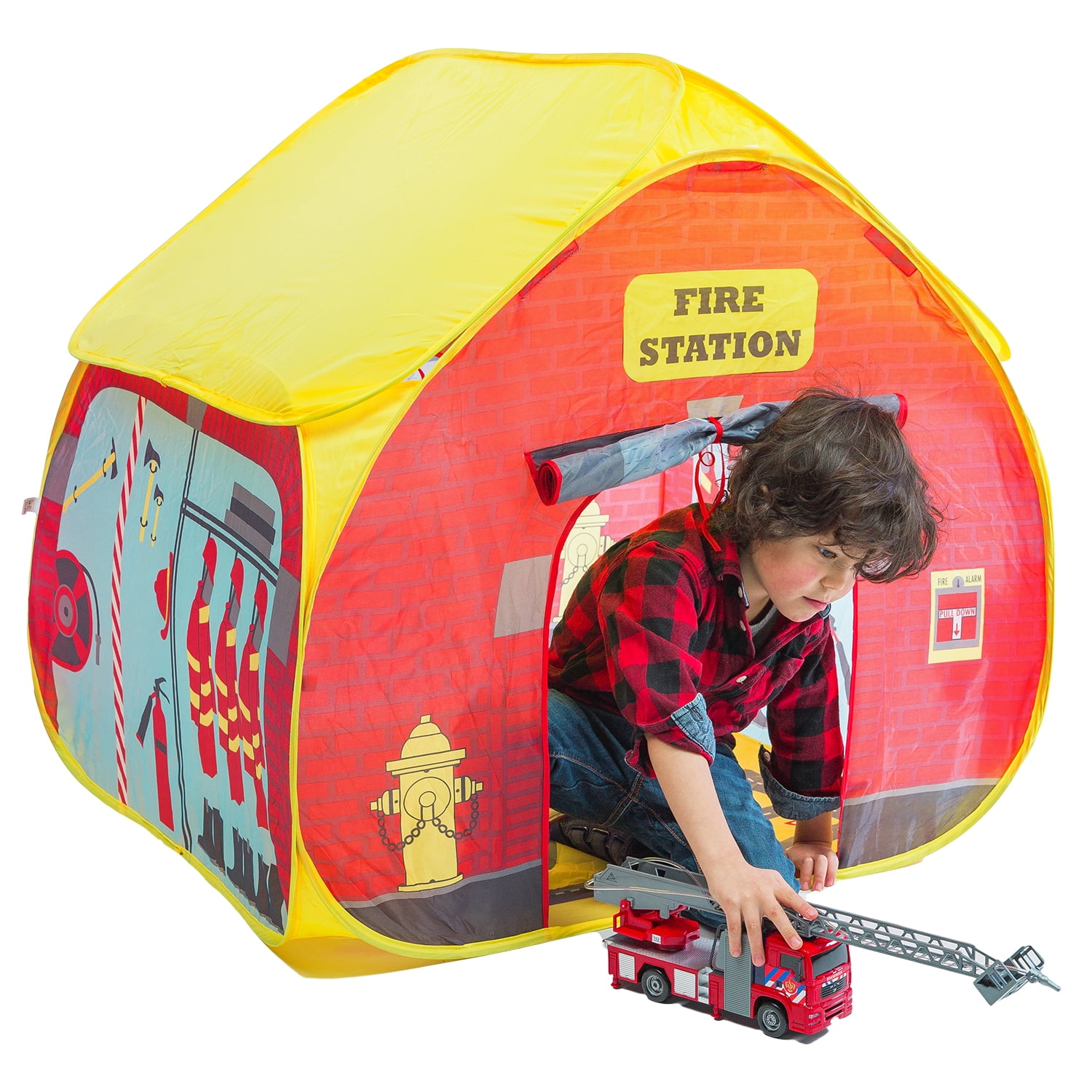 Fun2Give Pop-It-up Nylon Firestation Tent with Street Map Playmat, 3+ years