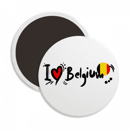

I Love Belgium Word Flag Love Heart Illustration Round Ceracs Fridge Magnet Keepsake Decoration
