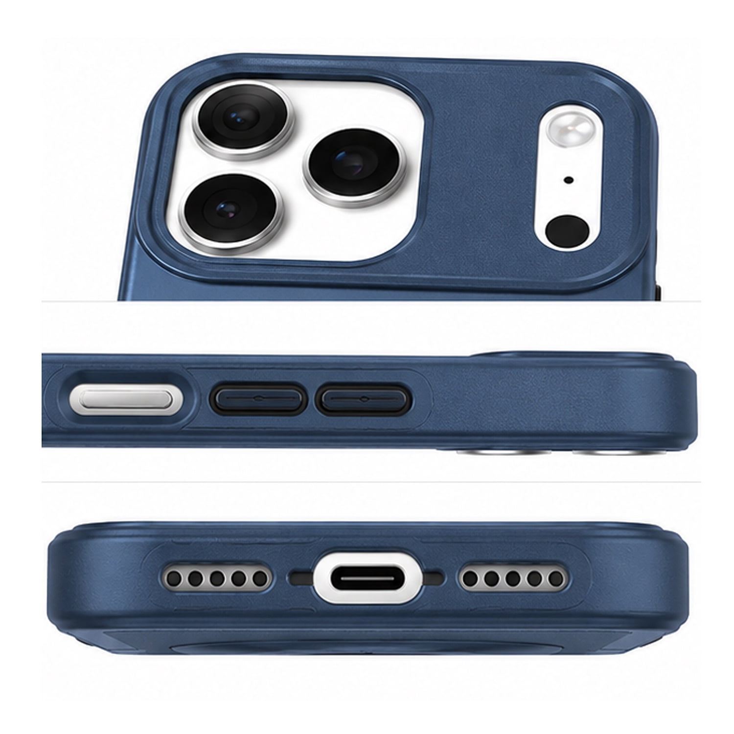 Stylish Ring Stand Case & Camera Lens Sliding Case for iPhone 17 Pro Max - Blue