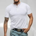 thumbnail image 2 of Men's Casual Henley Shirts Classic Button Cotton Short Sleeve T-Shirt Summer Basic Solid Lightweight Tees Tops, 2 of 5