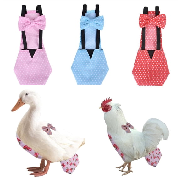 Chicken Diapers Bantam Hens - Reusable 3 Pcs with Bow Ties Poultry Nappies Washable Waterproof for Pets Ducks Silkie,S