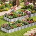 thumbnail image 6 of SHOUFTW 2 PCS Galvanized Rectangular Raised Garden Bed, 12x4x1 ft Outdoor Metal Planter Box with Rust-Resistant Steel, Easy to Assemble, Ideal for Vegetables, Flowers & Herbs, 6 of 7