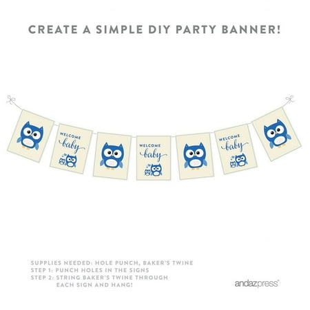 Boy Owl Baby Shower Party Signs Banner Decorations 20 Pack