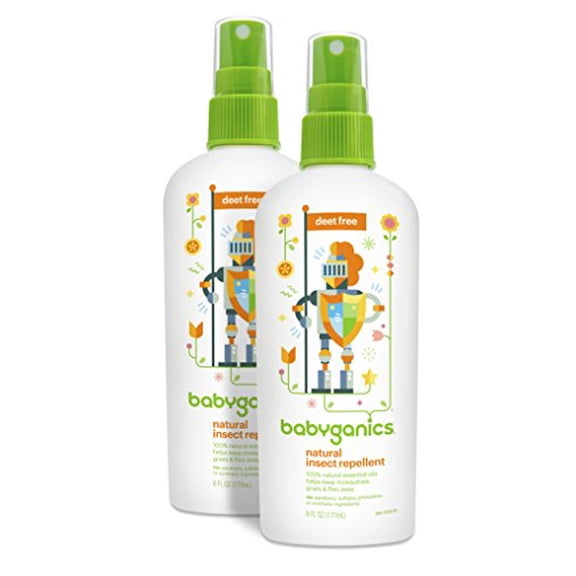 Babyganics Natural Bug Spray, 6oz Spray Bottle (Pack of 2), Packaging May Vary