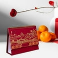 thumbnail image 3 of Jiibva 2026 Red Table Calendar Chinese Style Desk Planner Standing Flip Calendar for Home Office Academic Family Supplies, 3 of 7