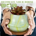 thumbnail image 5 of 1 Set Ceramic Planet Shaped Plant Pot with Wooden Tray for Home Office Decoration, 5 of 6