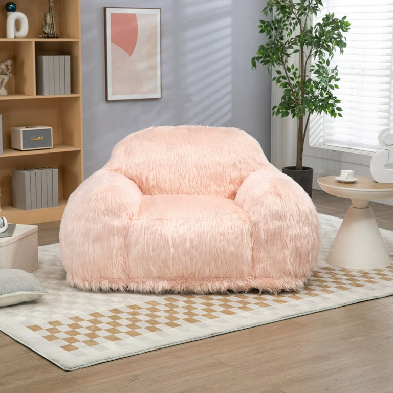 Fluffy Bean Bag Chair, High Density Foam Padded Fuzzy Floor Sofa