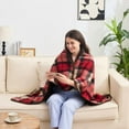 thumbnail image 5 of Warm Flannel Wearable Blanket, Plush Plaid Lap Blanket Wrap Poncho with Buttons 80*130cm super soft, lightweight, sturdy and warm, 5 of 5