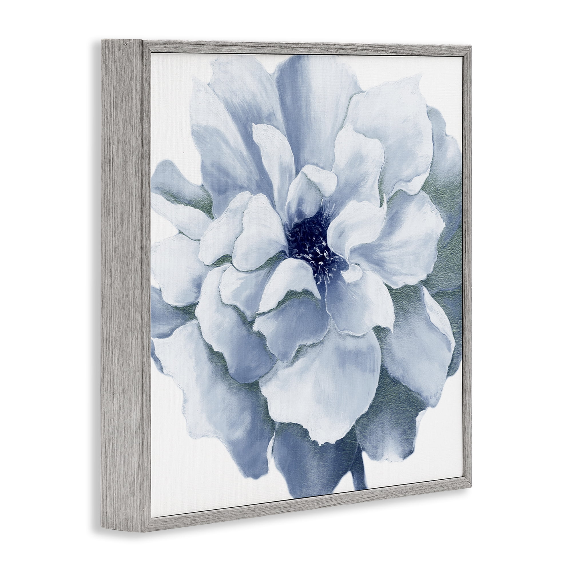 Stupell Industries Blue Radiant Bloom Botanical & Floral Painting Gray Framed Art Print Wall Art, 12 x 12