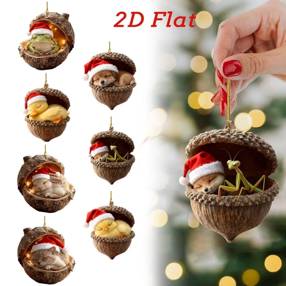 Adornos Navideños de Animales, Estampados de Animales para Árbol de Navidad, Adornos Acrílicos, Decoraciones de Animales Del Bosque, Navidad