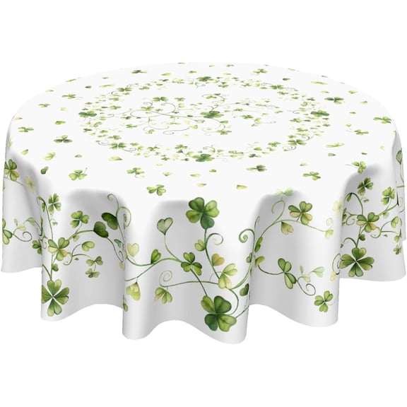 St. Patrick''s Day Tablecloth Round 60 Inch Green Shamrock Circle Table Cloth Spring Holiday Clover Table Cover for Party Kitchen Dinner Home Decor