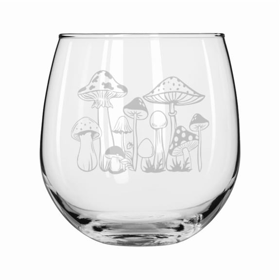 Wine Glass for Red or White Wine Gift Mushrooms (16 oz Stemless)