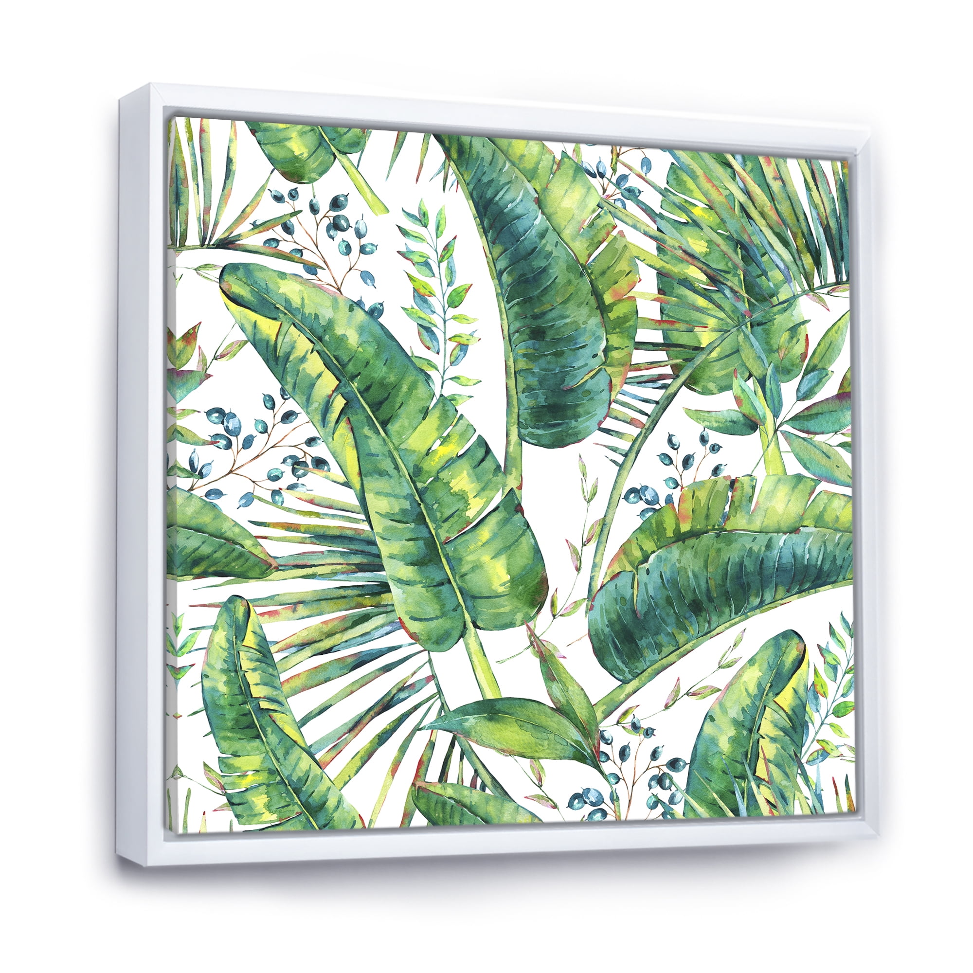 Designart 'Ancient Pattern Of Banana Leaves' Lake House Framed Canvas Wall Art Print