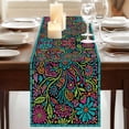 thumbnail image 3 of Table Runners 70 Inches Long Dress Scarves, Abstract Flower Farmhouse Coffee/Dining/Kitchen Table Decor, Holiday Table Runner, Vintage Botanical Geometric Floral 13x70 Inch, 3 of 9